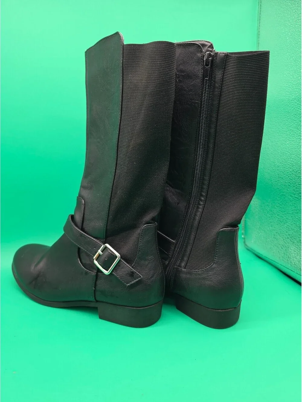XOXO Elevation Women's Black Knee High Riding Boots Buckle Zip Size 5M 2019